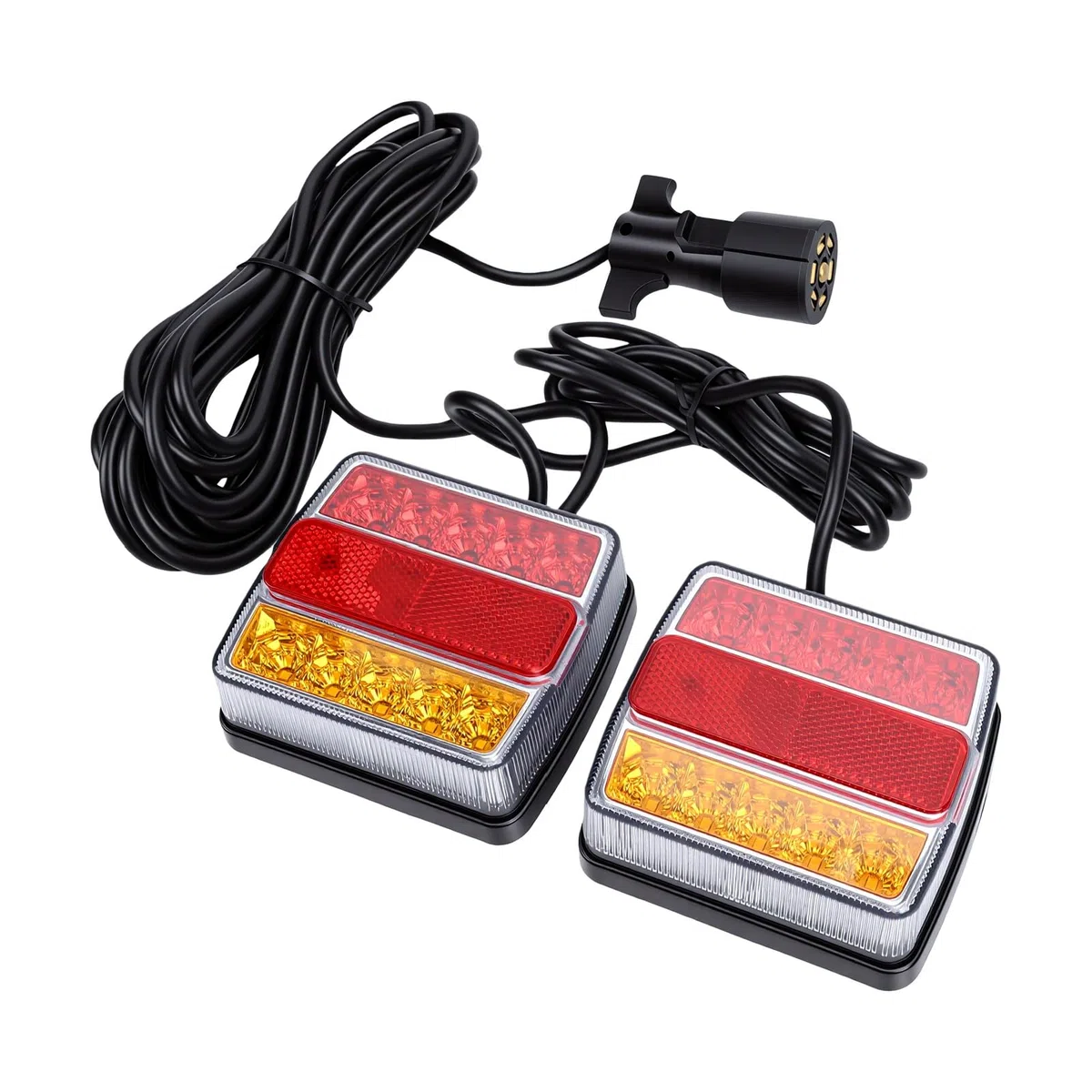Zestaw Magnetycznego Oświetlenia Przyczepy, Wodoodporny IP68, | Lampy Holownicze LED, Wytrzymała Obudowa, Mocowanie na Stalowej Ramie, Zastosowanie na łodziach Kempingowych, Złącze