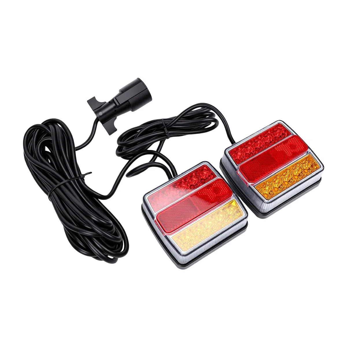 Zestaw Magnetycznego Oświetlenia Przyczepy, Wodoodporny IP68, | Lampy Holownicze LED, Wytrzymała Obudowa, Mocowanie na Stalowej Ramie, Zastosowanie na łodziach Kempingowych, Złącze