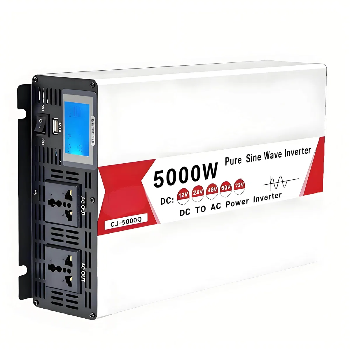 Falownik Samochodowy, Falownik Sinusoidalny O Mocy od 4000 W do 8000 W, Prąd Zmienny 2 V, 24 V, 48 V, 60 V do 110 V, 220 V, Z 2 Gniazdami I Portem USB 12V-5000W