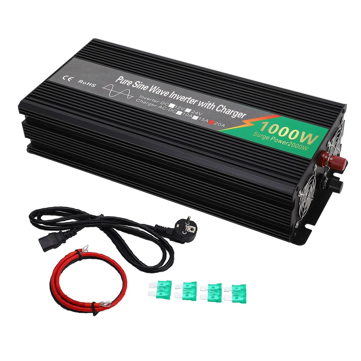 Fafeicy Falownik Czystej Fali Sinusoidalnej, 1000W Przetwornica z (12V do