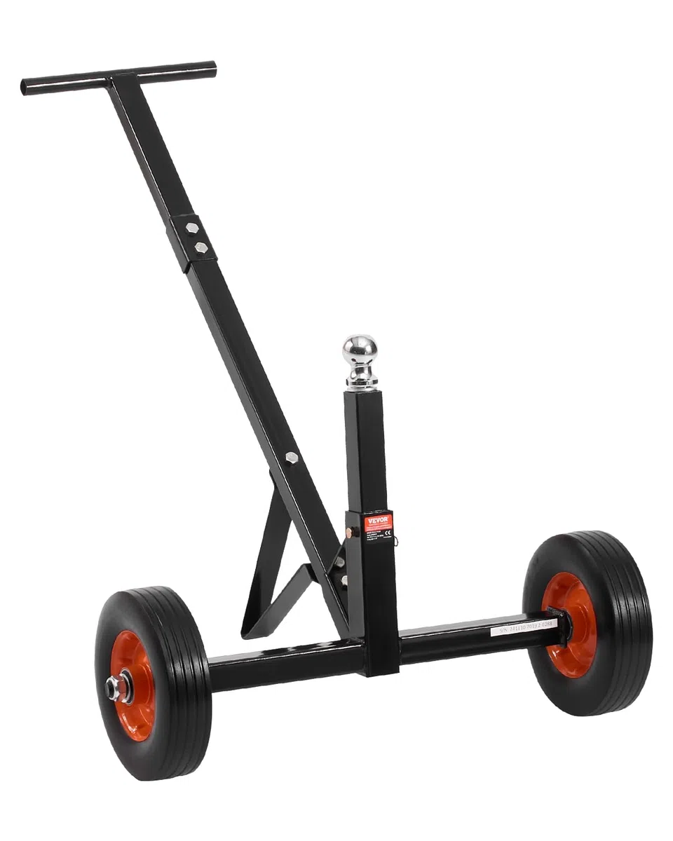 VEVOR Pomoc do manewrowania, przyczepy, obciążenia 272 kg, regulowana wysokość 42 i 56 cm, kulka sprzęgła 47,3 mm, pełna gumowa opona 254 mm, do przemieszczania przyczep do łodzi