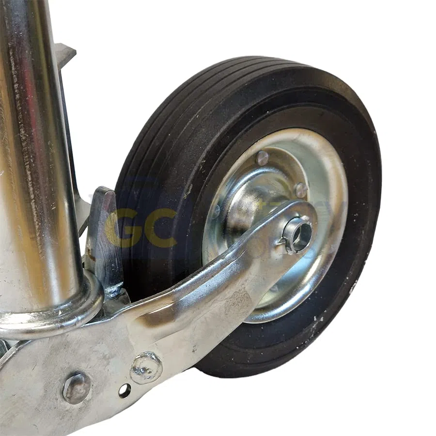 AutoFold koło podporowe do przyczepy, 60 mm, 400 kg, wytrzymała ocynkowana stal, przyczepa kempingowa, ładunek, 220 mm, gumowe koło