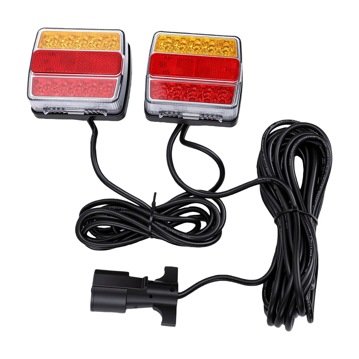 Zestaw Magnetycznego Oświetlenia Przyczepy, Wodoodporny IP68, | Lampy Holownicze LED, Wytrzymała Obudowa, Mocowanie na Stalowej Ramie, Zastosowanie na łodziach Kempingowych, Złącze